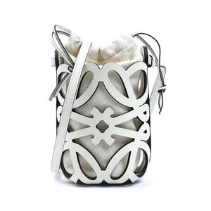 Loewe Anagram Cutout Pocket Shoulder Bag Leather White